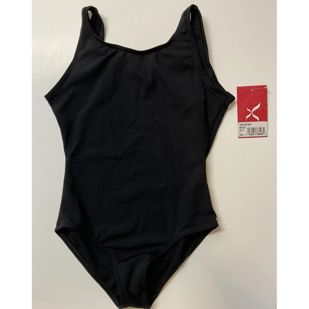 NWT Capezio The Dancemaker Toddler Girls Tank‎ Leotard Black Size Large